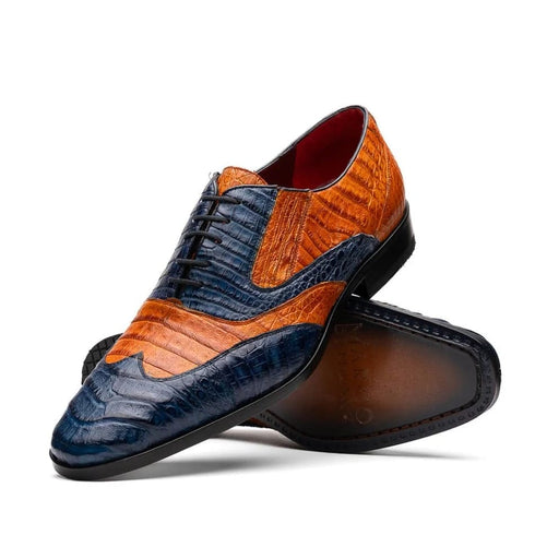 Marco Di Milano Luciano Men's Shoes Exotic Crocodile Classic Wingtip Dress Derby Oxfords