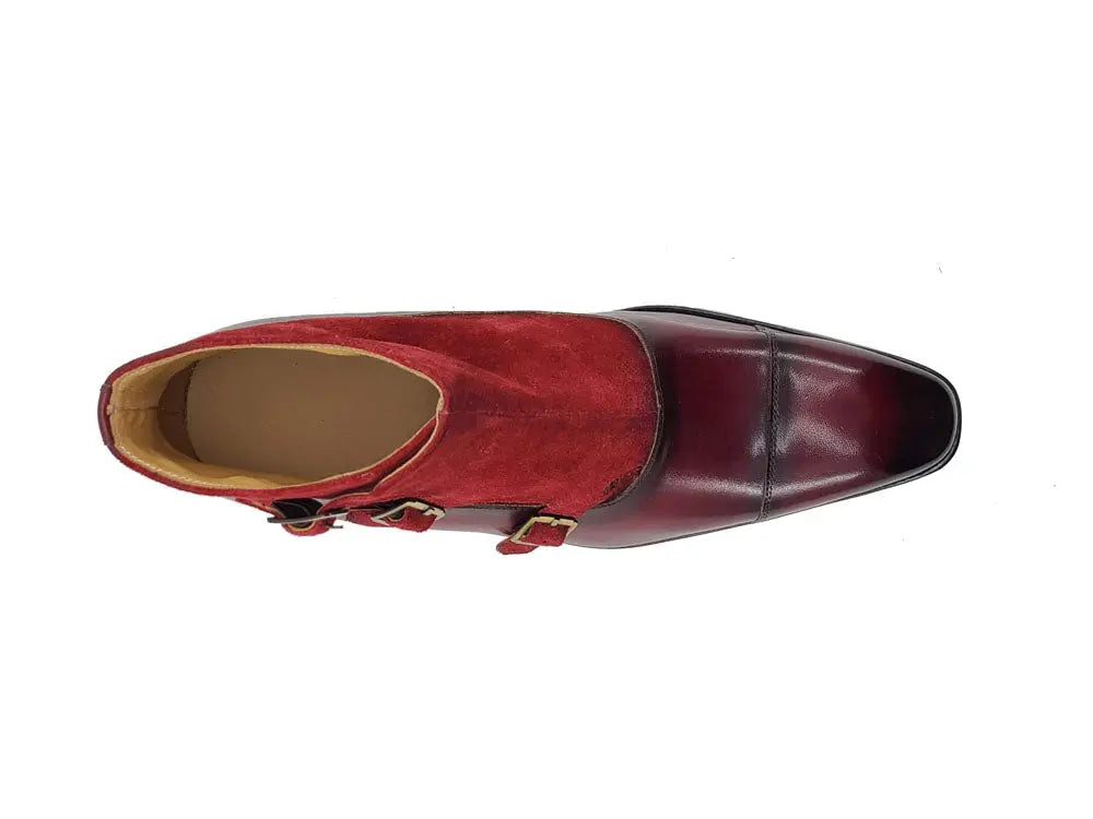 Men’s Calf Leather and Suede Triple Monk Chukka Boot