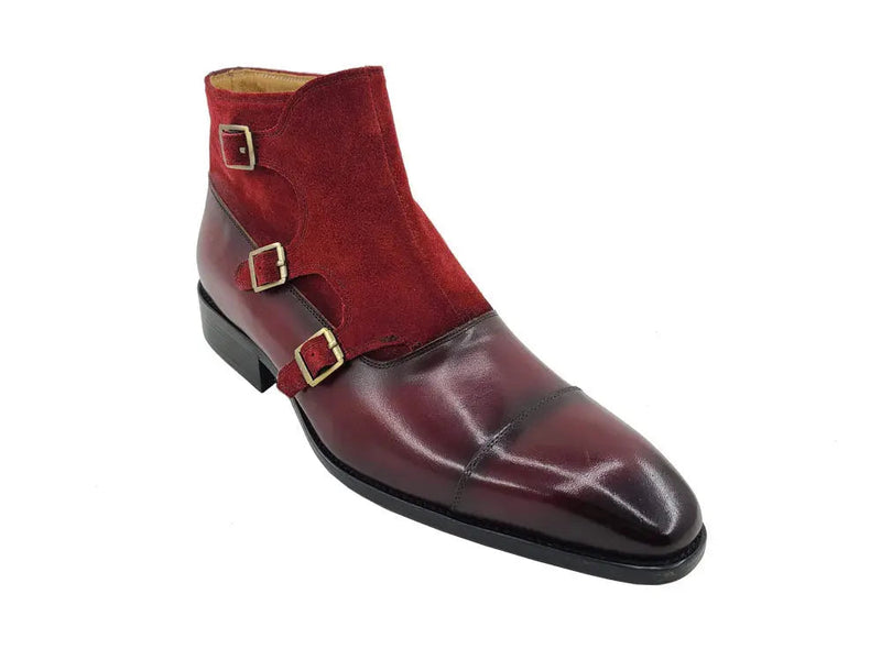 Carrucci Calf & Suede Monk Chukka Boot - Three Buckle Detail