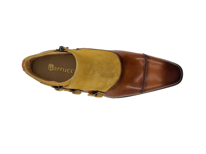 Carrucci Calf & Suede Monk Chukka Boot - Three Buckle Detail