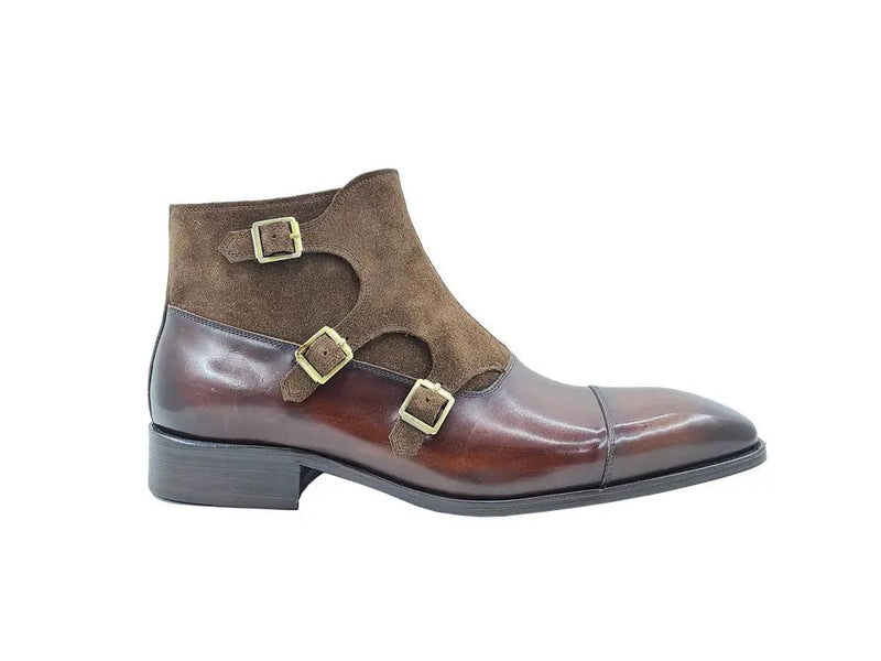 Carrucci Calf & Suede Monk Chukka Boot - Three Buckle Detail