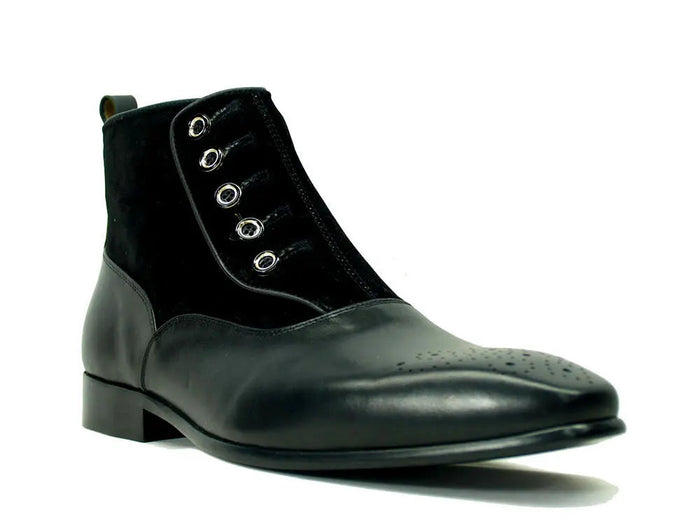 Carrucci Calfskin Button Boot - Luxury Slip-On Leather Shoe