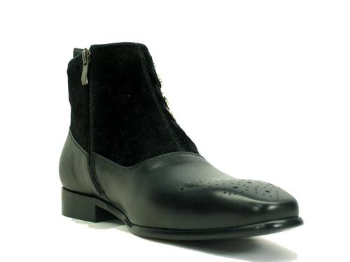 Carrucci Button-Up Calfskin Dress Boots