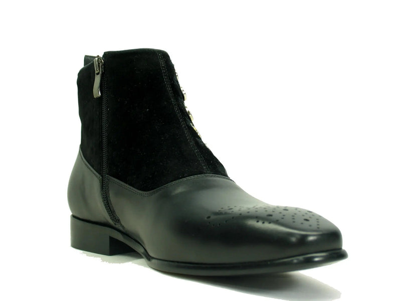 Carrucci Calfskin Button Boot - Luxury Slip-On Leather Shoe