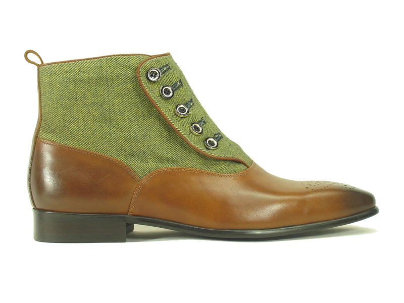 Carrucci Calfskin Button Boot - Luxury Slip-On Leather Shoe
