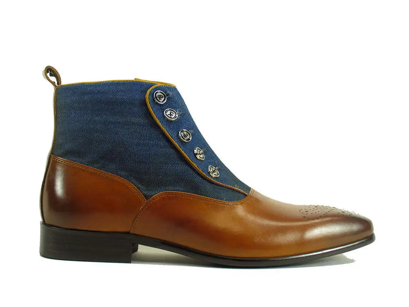 Carrucci Calfskin Button Boot - Luxury Slip-On Leather Shoe