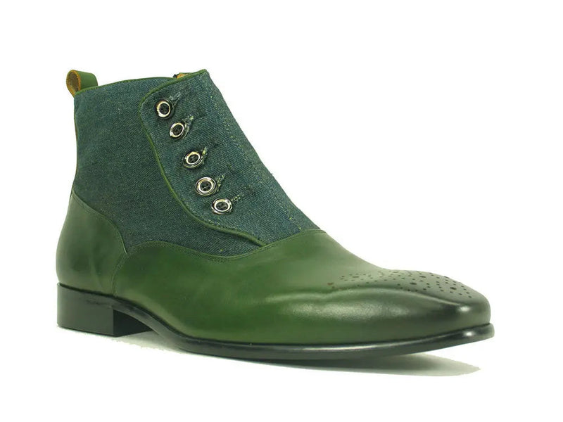 Carrucci Calfskin Button Boot - Luxury Slip-On Leather Shoe