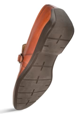 Men’s Cognac Monk Strap Slip-On Shoes by Mezlan – Hand-Burnished Italian Calfskin Made in Spain