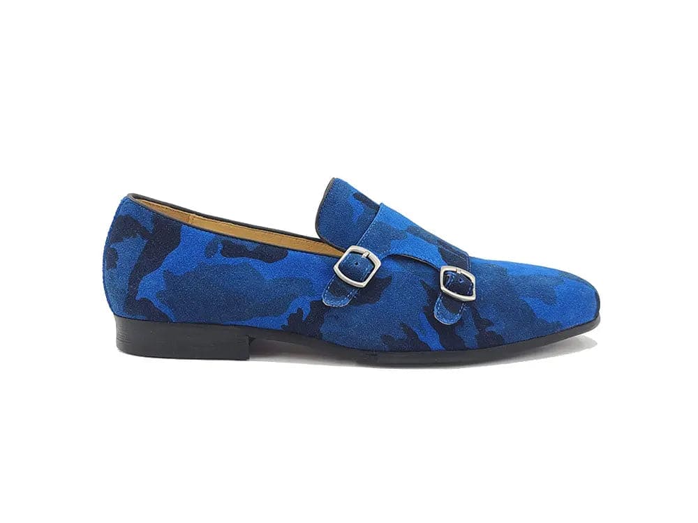 Men’s Camo Suede Double Monk Strap Loafers