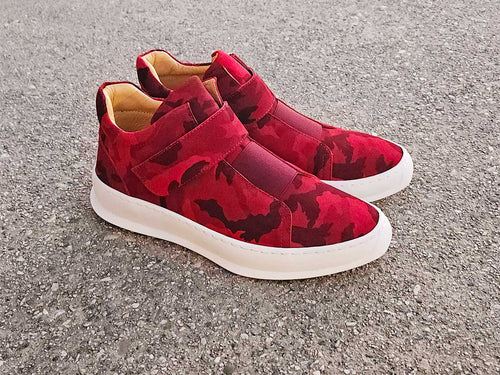 Mens Camouflage Suede Low-Top Sneakers