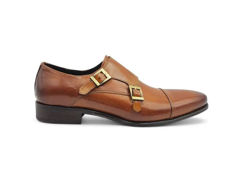 Cap Toe Double Monk Strap Shoe Carrucci