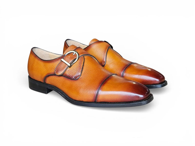 Carrucci Cap Toe Monk Strap Shoes - Luxury Leather