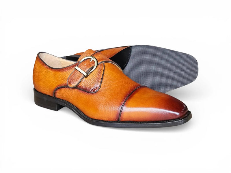 Carrucci Cap Toe Monk Strap Shoes - Luxury Leather