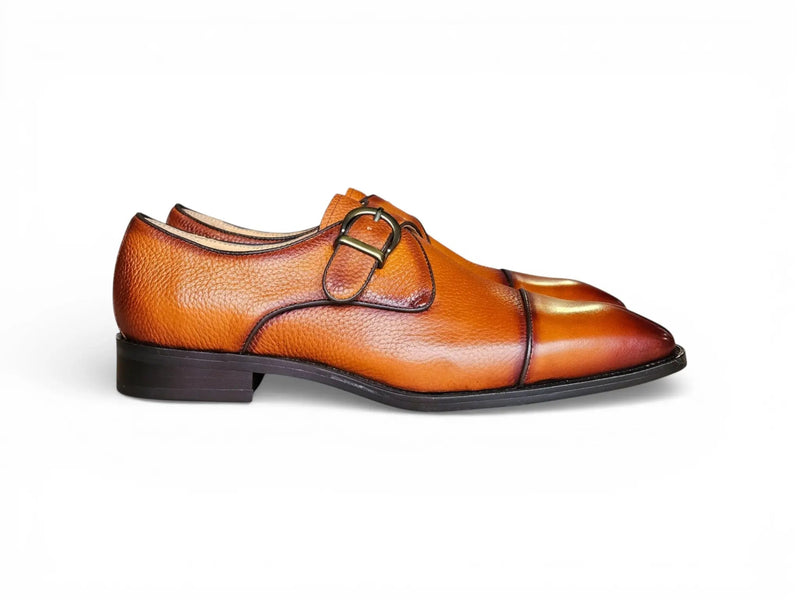 Carrucci Cap Toe Monk Strap Shoes - Luxury Leather