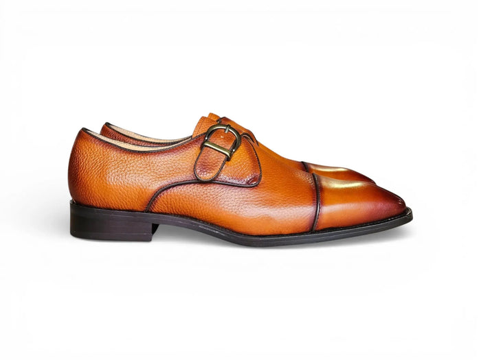 Carrucci Cap Toe Monk Strap Shoes - Luxury Leather