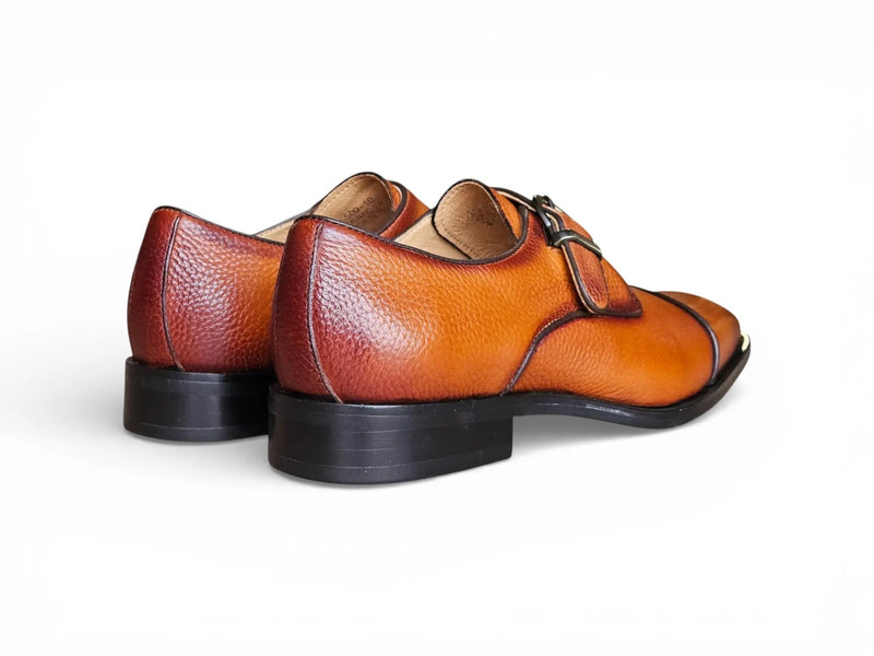 Carrucci Cap Toe Monk Strap Shoes - Luxury Leather