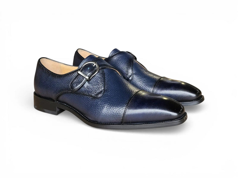 Carrucci Cap Toe Monk Strap Shoes - Luxury Leather