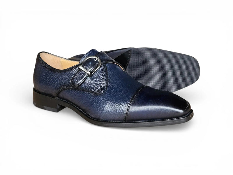 Carrucci Cap Toe Monk Strap Shoes - Luxury Leather