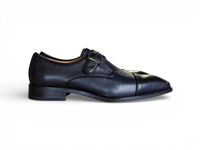 Carrucci Cap Toe Monk Strap Shoes - Luxury Leather