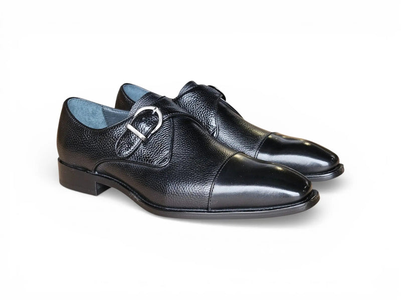 Carrucci Cap Toe Monk Strap Shoes - Luxury Leather