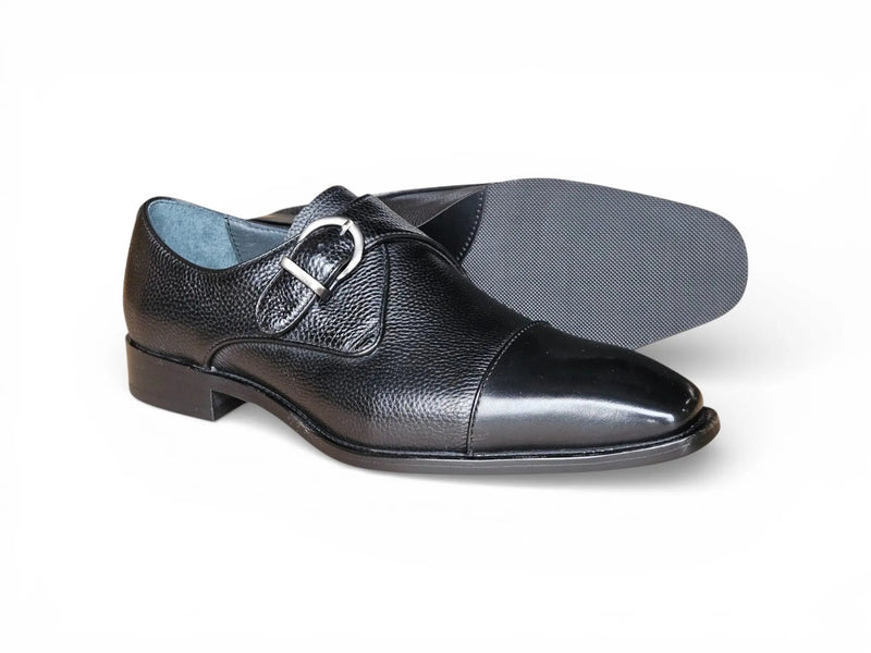 Carrucci Cap Toe Monk Strap Shoes - Luxury Leather