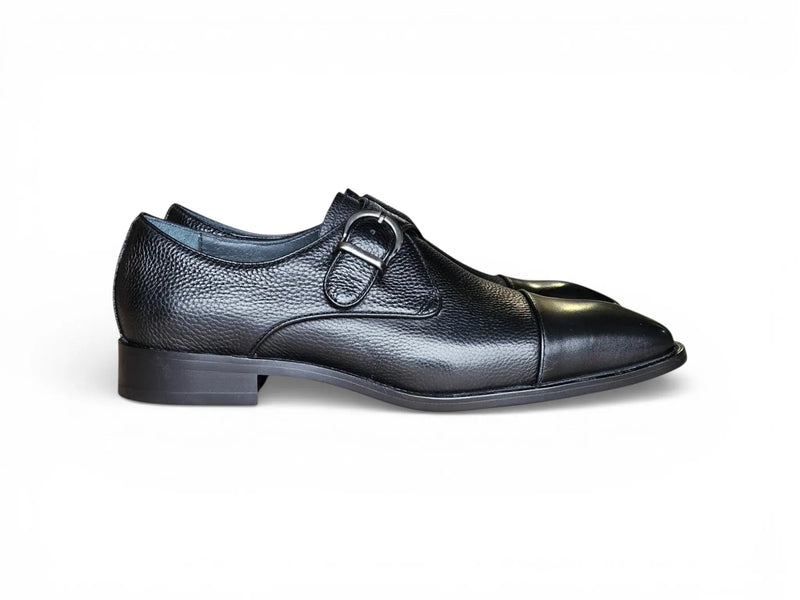 Carrucci Cap Toe Monk Strap Shoes - Luxury Leather