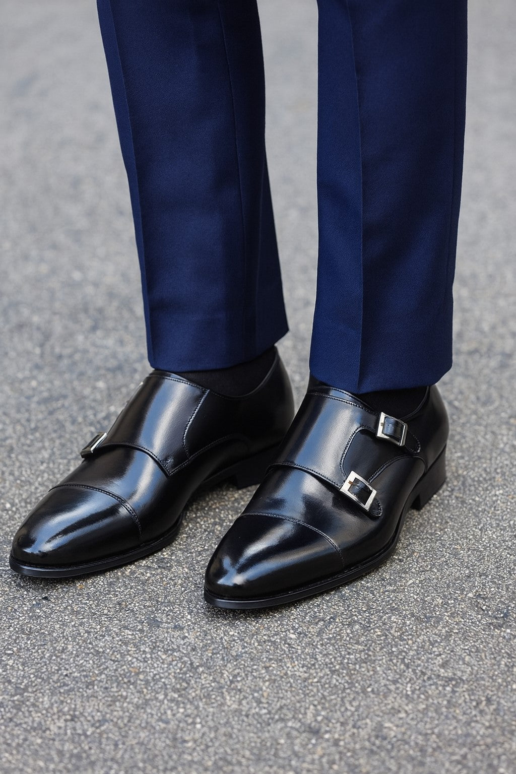 Cap Toe Double Monk Strap Shoe