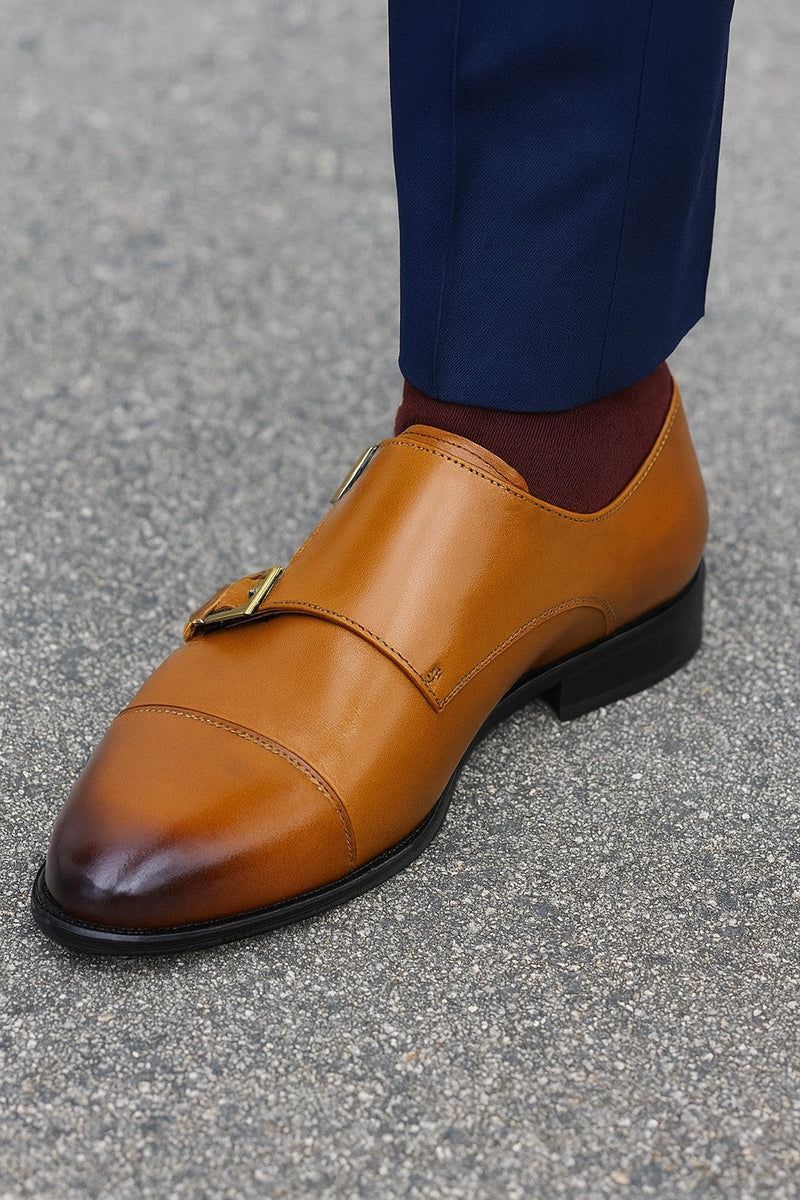 Carrucci Cap Toe Double Monk Strap Shoe
