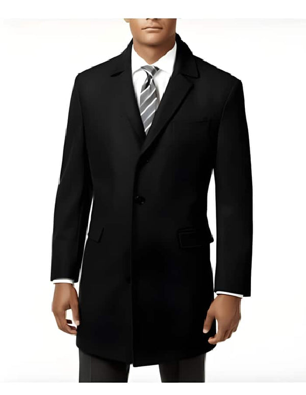 Mens Black Overcoat - Men's Single Breasted Long Jacket Wool Black Men's Car Coat