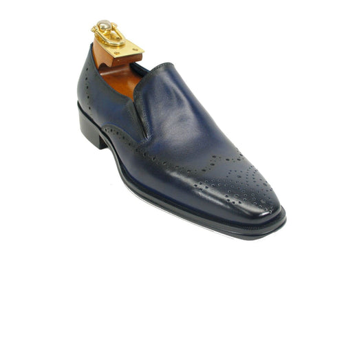 Mens Two Tone Leather Loafer Dress Shoe in Black
