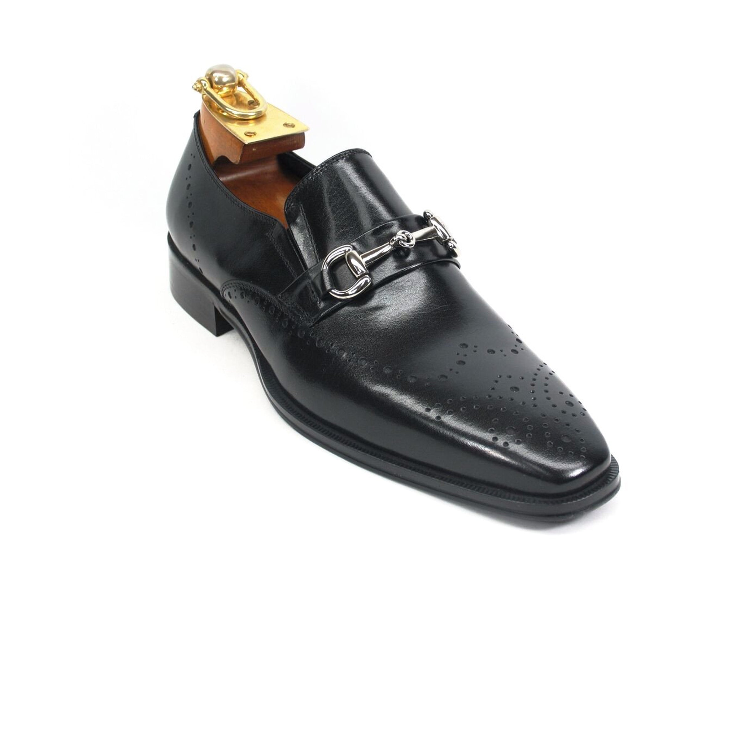 Mens Wholecut Two Tone Leather Wingtip Loafer Dress Shoes in Black & Burgundy