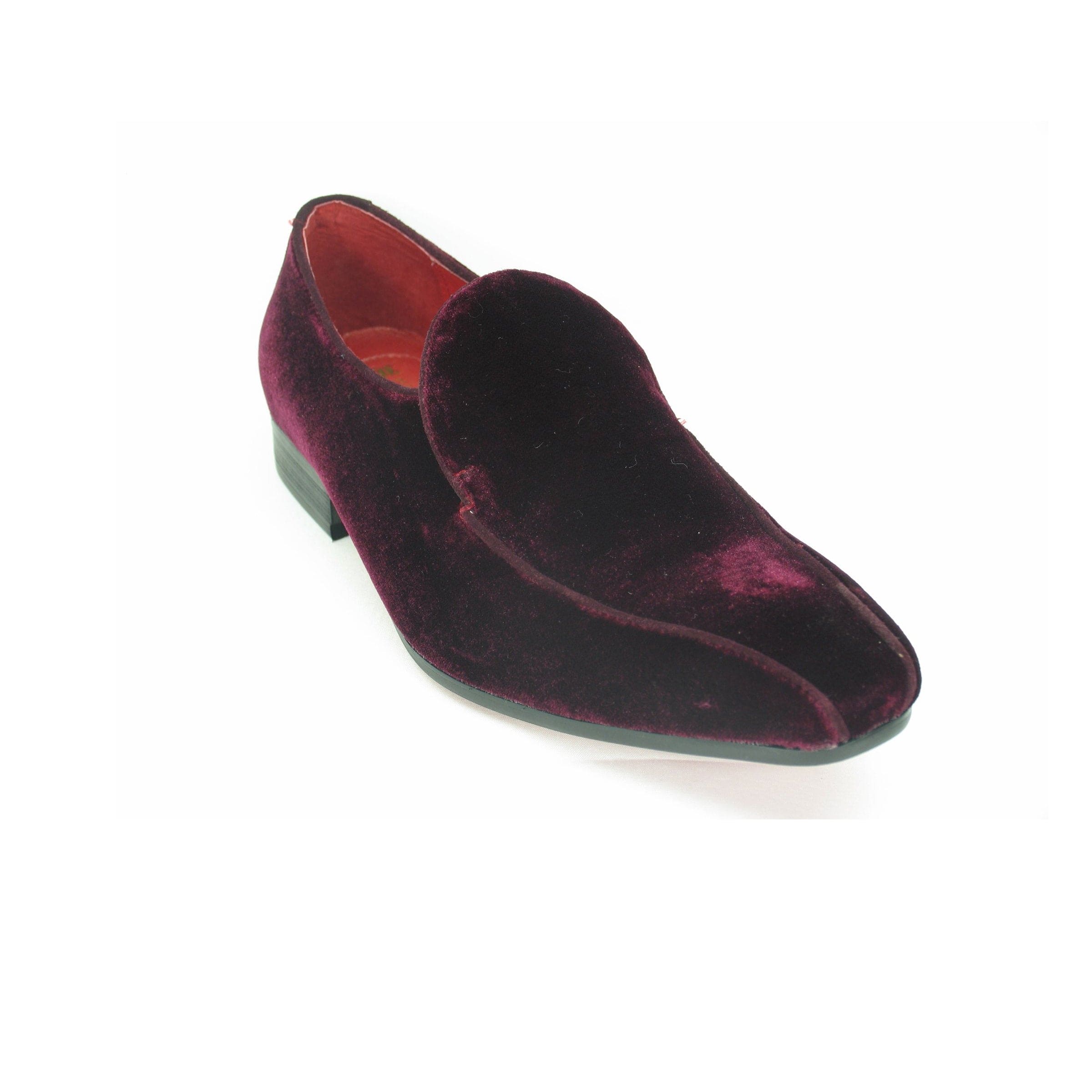 Mens Velvet Modern Loafer Dress Shoe in Burgundy