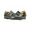 Mens Perforated Leather Double Monk Strap Dress Shoe in Black