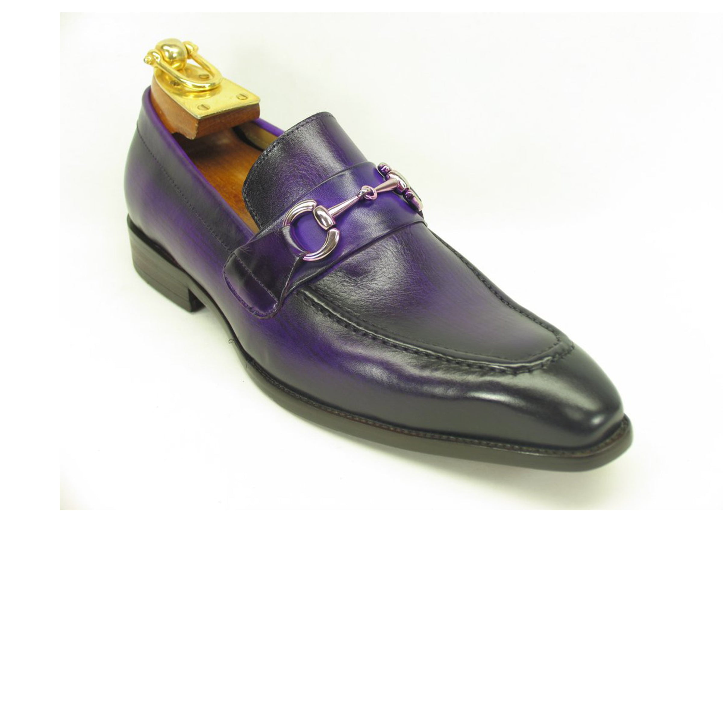 Mens Carrucci Signature Metal Buckle Leather Loafer in Cognac