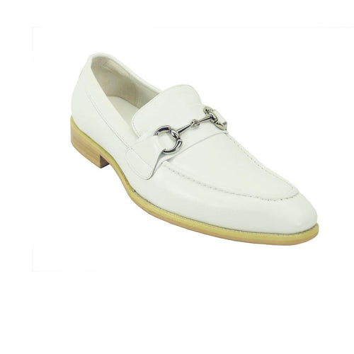 Mens Carrucci Signature Metal Buckle Leather Loafer in Cognac