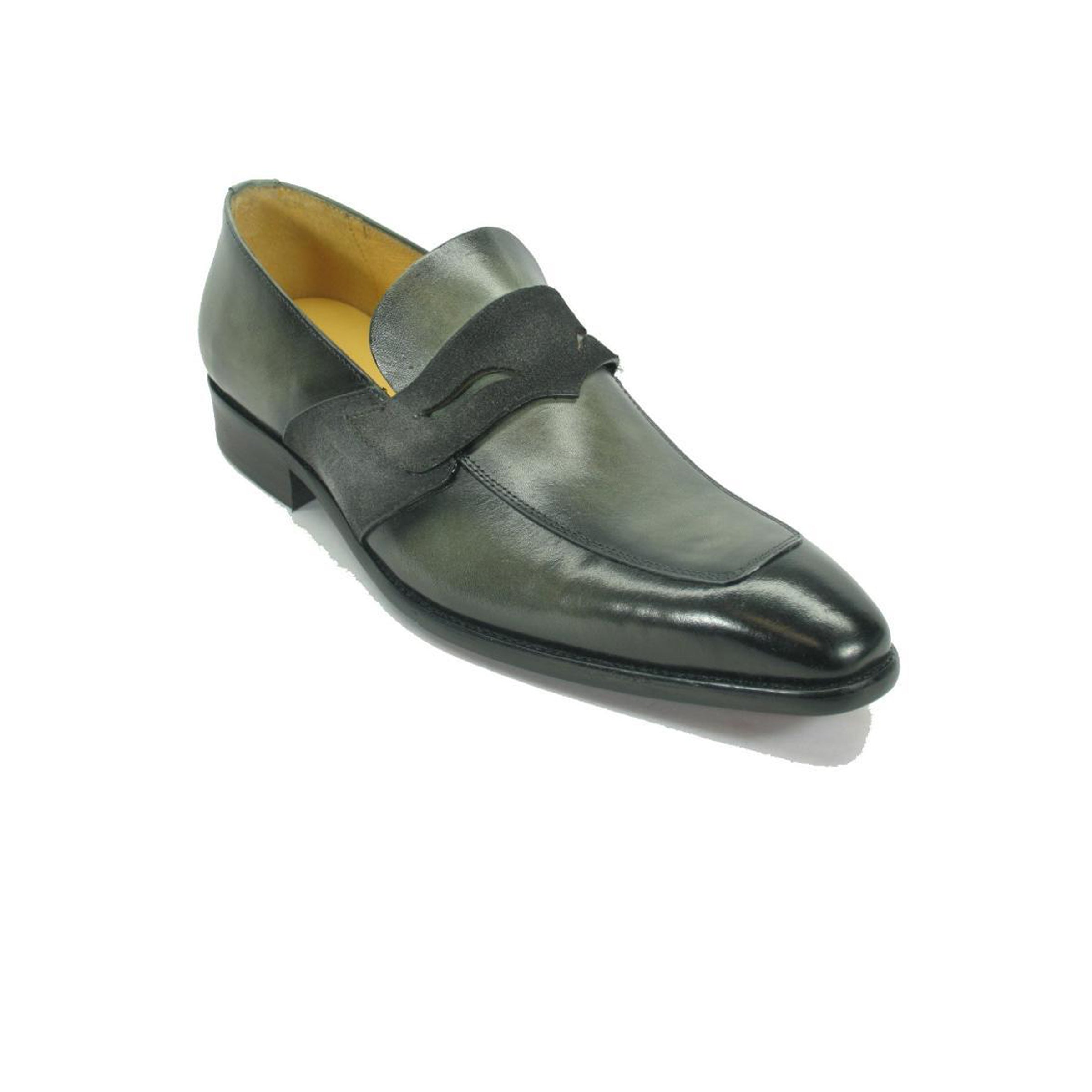 Mens Carrucci Modern Leather Double Penny Loafer Dress Sheo in Burgundy