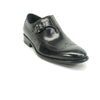Mens Carrucci Leather Wingtip Monk Strap Dress Shoe in Black
