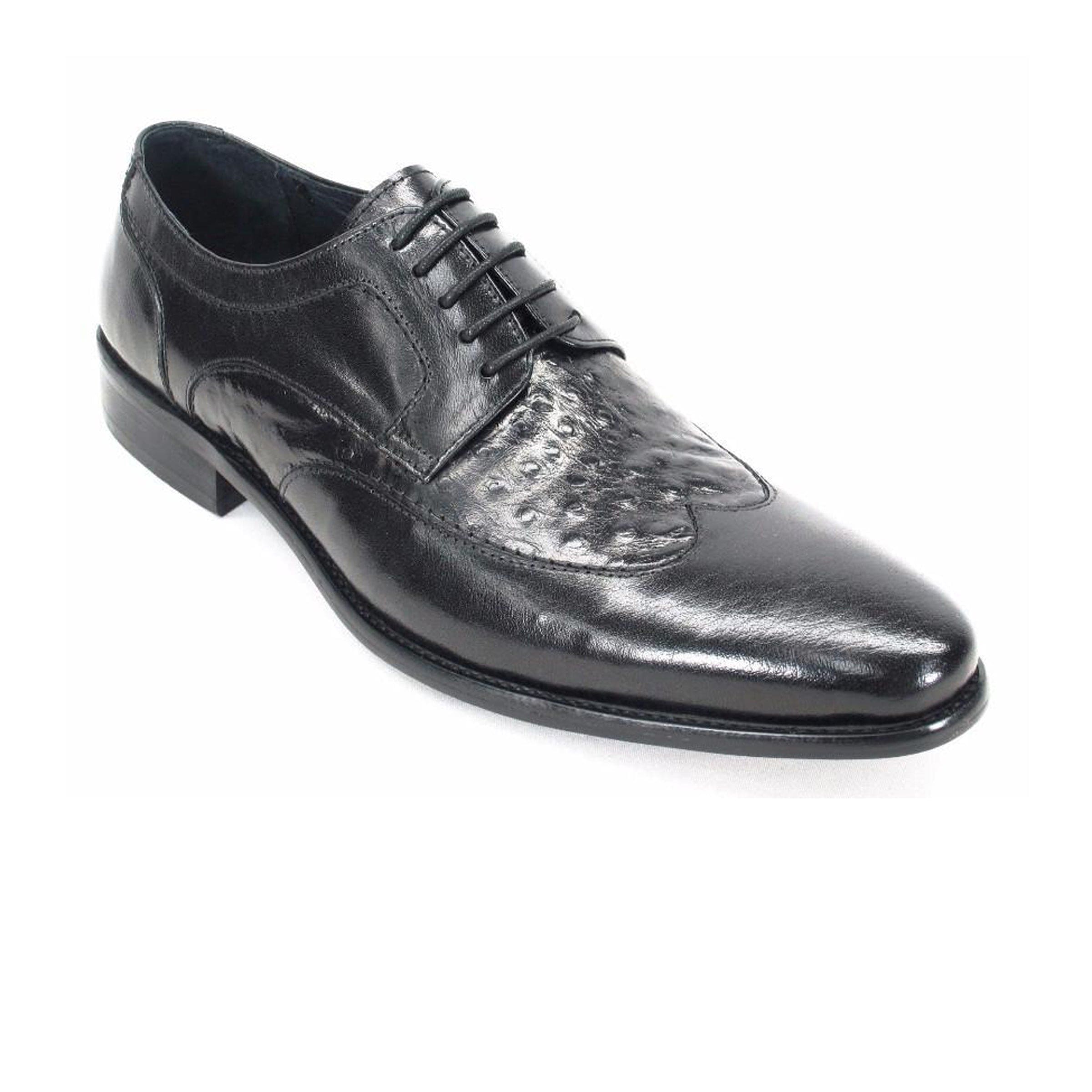 Mens Carrucci Ostrich Embossed Leather Wingtip Dress Shoe in Oxblood