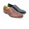 Mens Carrucci Woven Leather Cap Toe Oxford Dress Shoe in Black