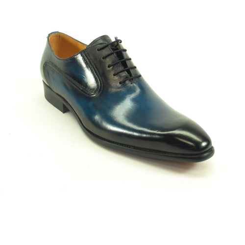 Mens Two Tone Hand Painted Leather Dress Shoe in Cognac