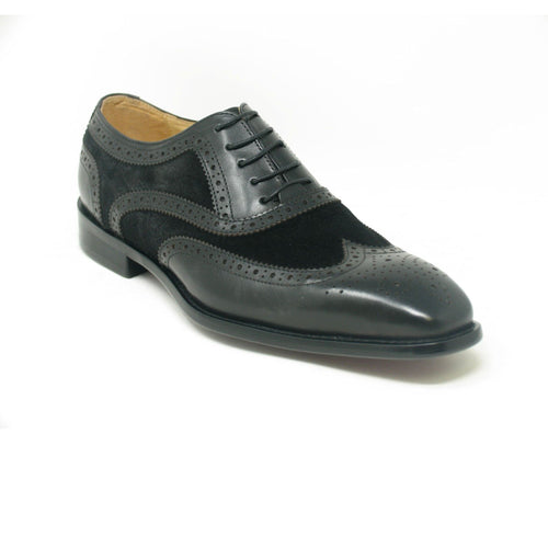 Men’s Wingtip Oxford by Carrucci – Chestnut Mixed Media Leather