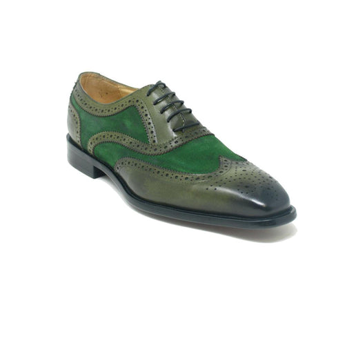 Men’s Wingtip Oxford by Carrucci – Chestnut Mixed Media Leather