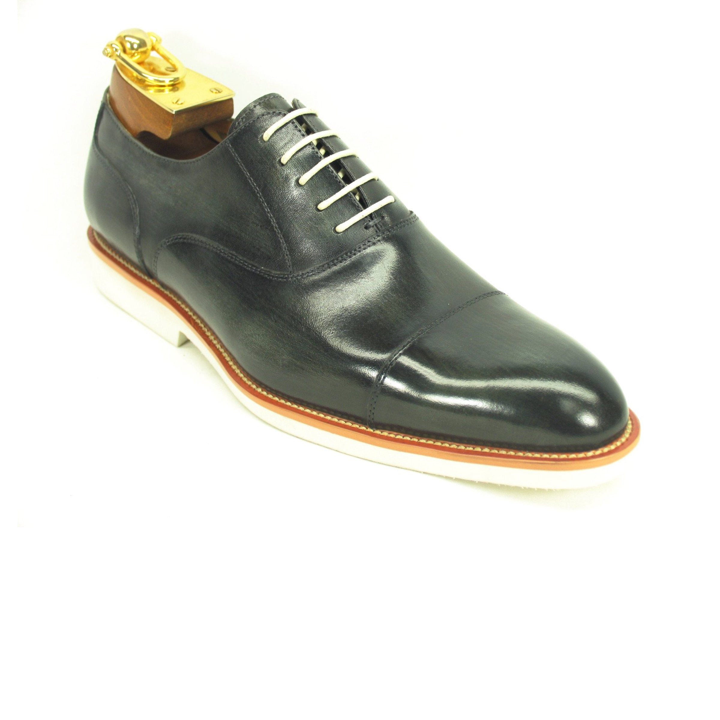 Mens Carrucci Semi-Casual Painted Leather Dress Shoe in Burgundy