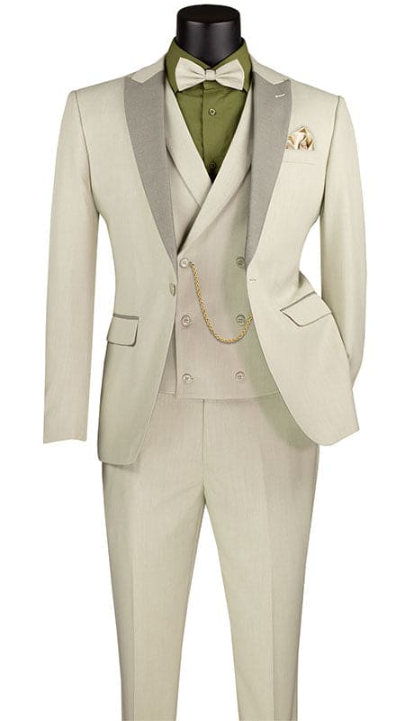 Champagne Color Suit - Champagne Wedding Tuxedo Ecru