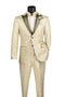 Champagne Gold Floral Tuxedo Suit for Men â€“ Two-Piece Wedding Tux with Bow Tie and Satin Lapel
