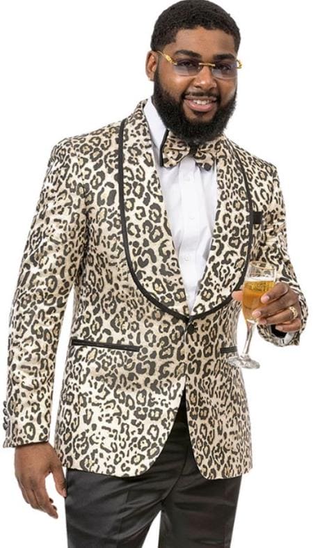 Champagne Color Suit - Champagne Wedding Tuxedo Leopard