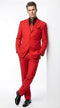 G-Men Men’s Red Super 120s Suit, Solid Color Formal Wedding Prom Business Dress Suit