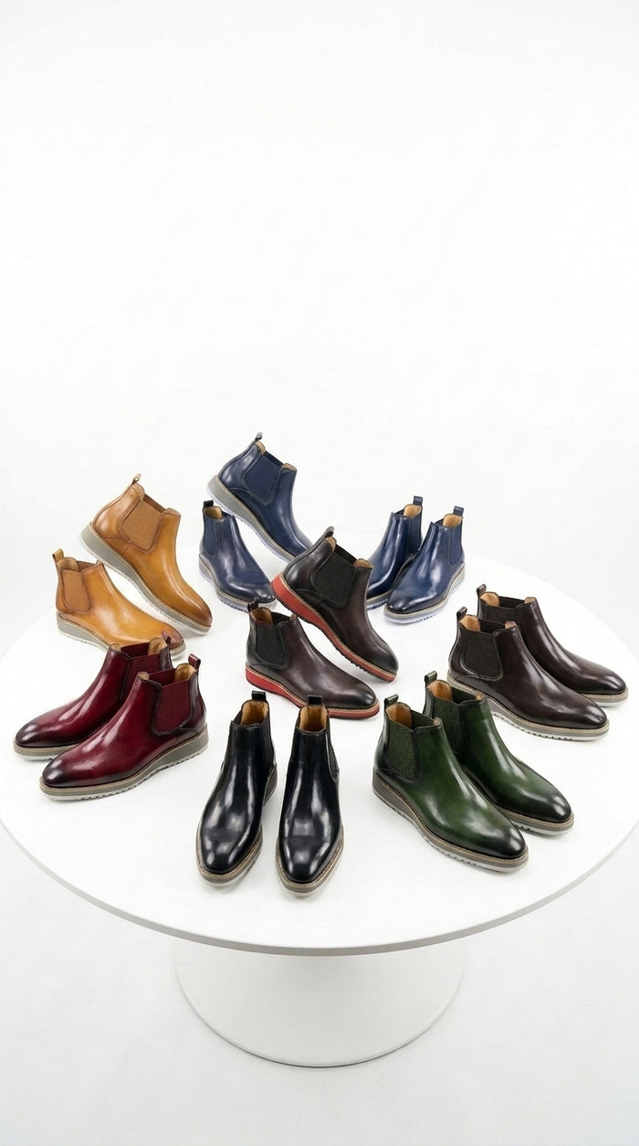 Carrucci Men’s Patina Chelsea Boots, Luxury Dress Casual Ankle Boots in Multi-Color Styles