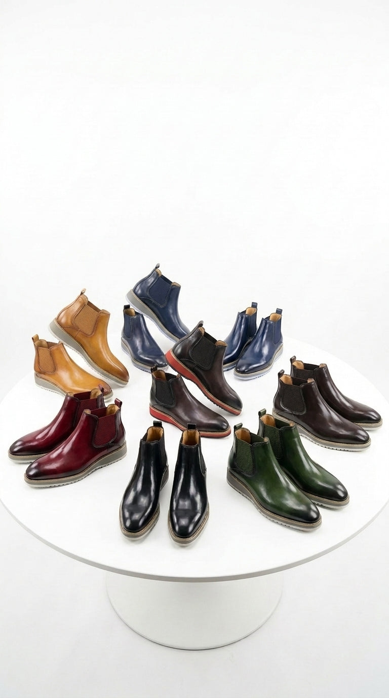 Carrucci Men’s Patina Chelsea Boots, Luxury Dress Casual Ankle Boots in Multi-Color Styles
