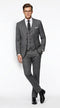 Men’s Charcoal Grey Pinstripe 2 Button Vested Wool Suit, Modern Fit Formal Business Dress Suit